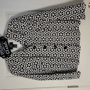Trenz by Theresa Renz Jacket Petite Large Black White Geometric Floral